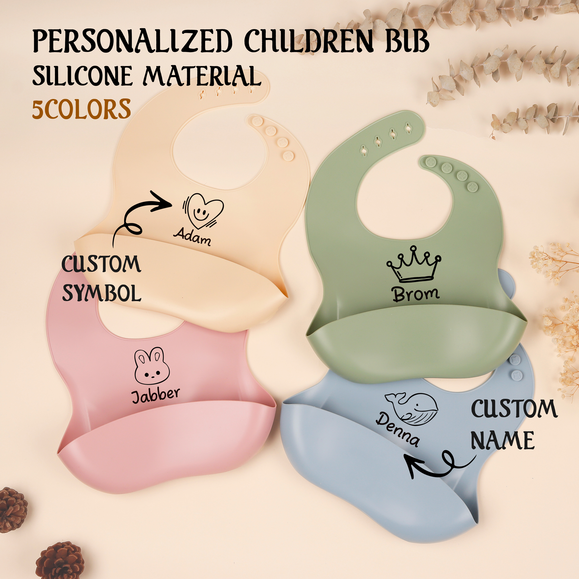 1pc Personalized Bib, Custom B - Silicone Baby Bibs avaliação e preço