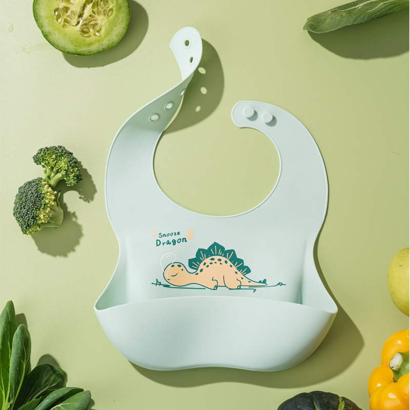 Cartoon Printed Waterproof Bib - Silicone Baby Bibs avaliação e preço