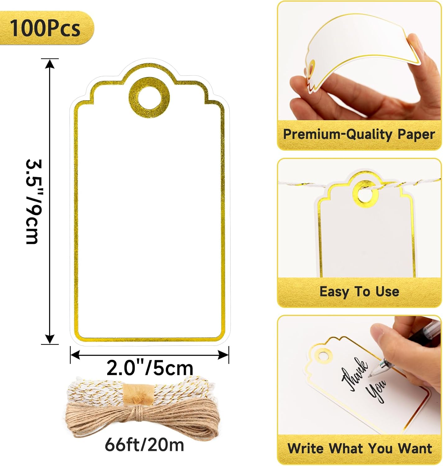 Gold Foil Gift Tags with Strin - Baby Product avaliação e preço