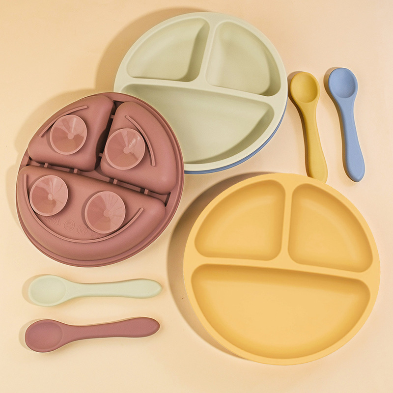 5Pcs Silicone Baby Feeding Set - Silicone Baby Bibs avaliação e preço