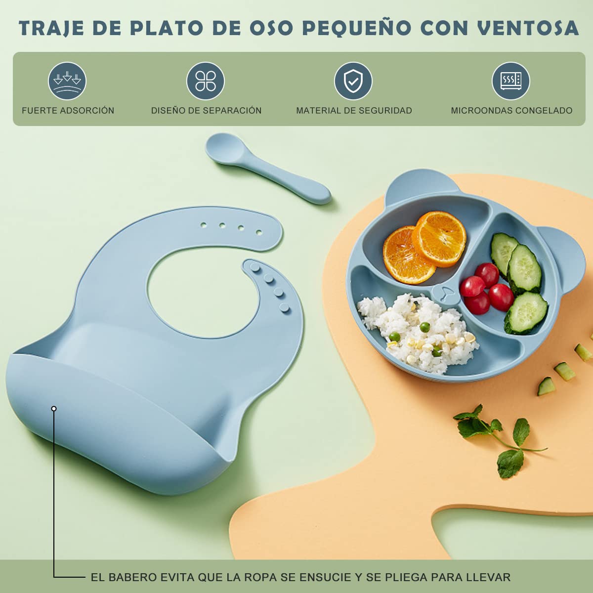 4PCS Baby Feeding Set with Bib - Silicone Baby Bibs avaliação e preço