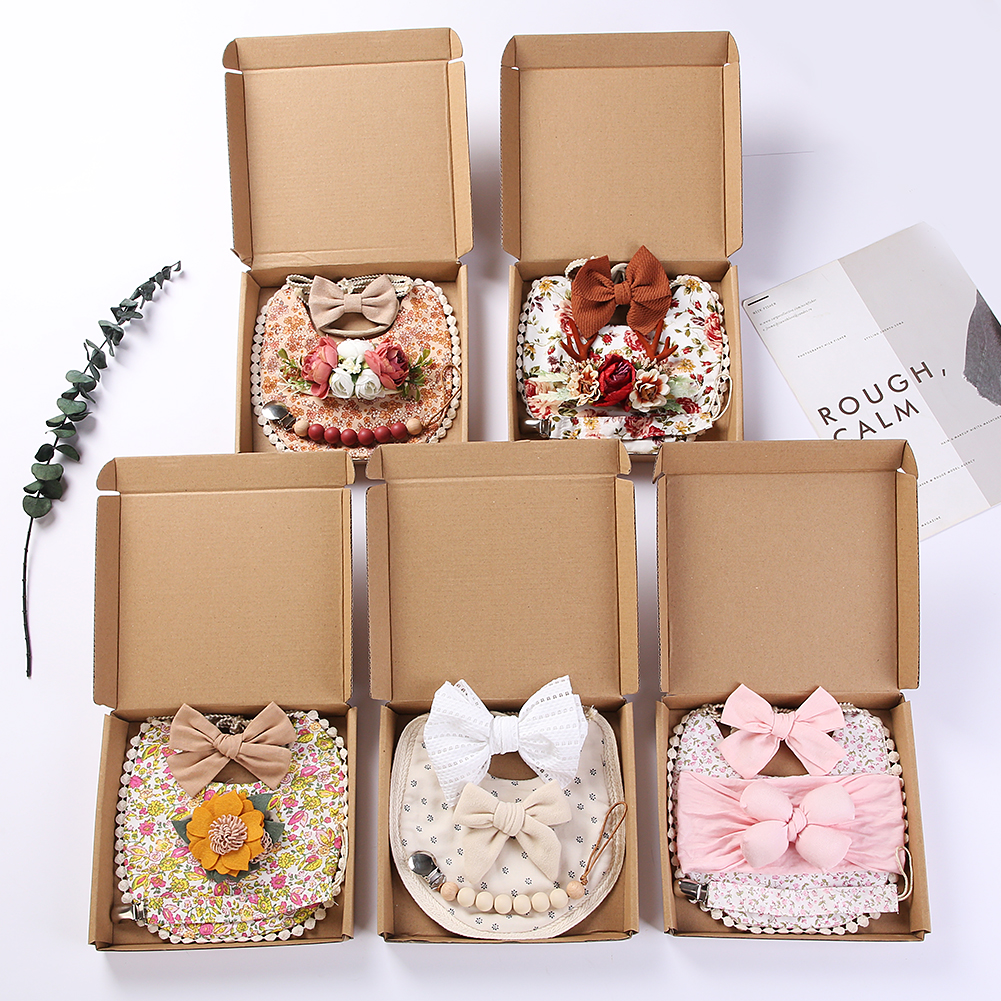 4Pcs/Set Flower Print Baby Bib - Silicone Baby Bibs avaliação e preço