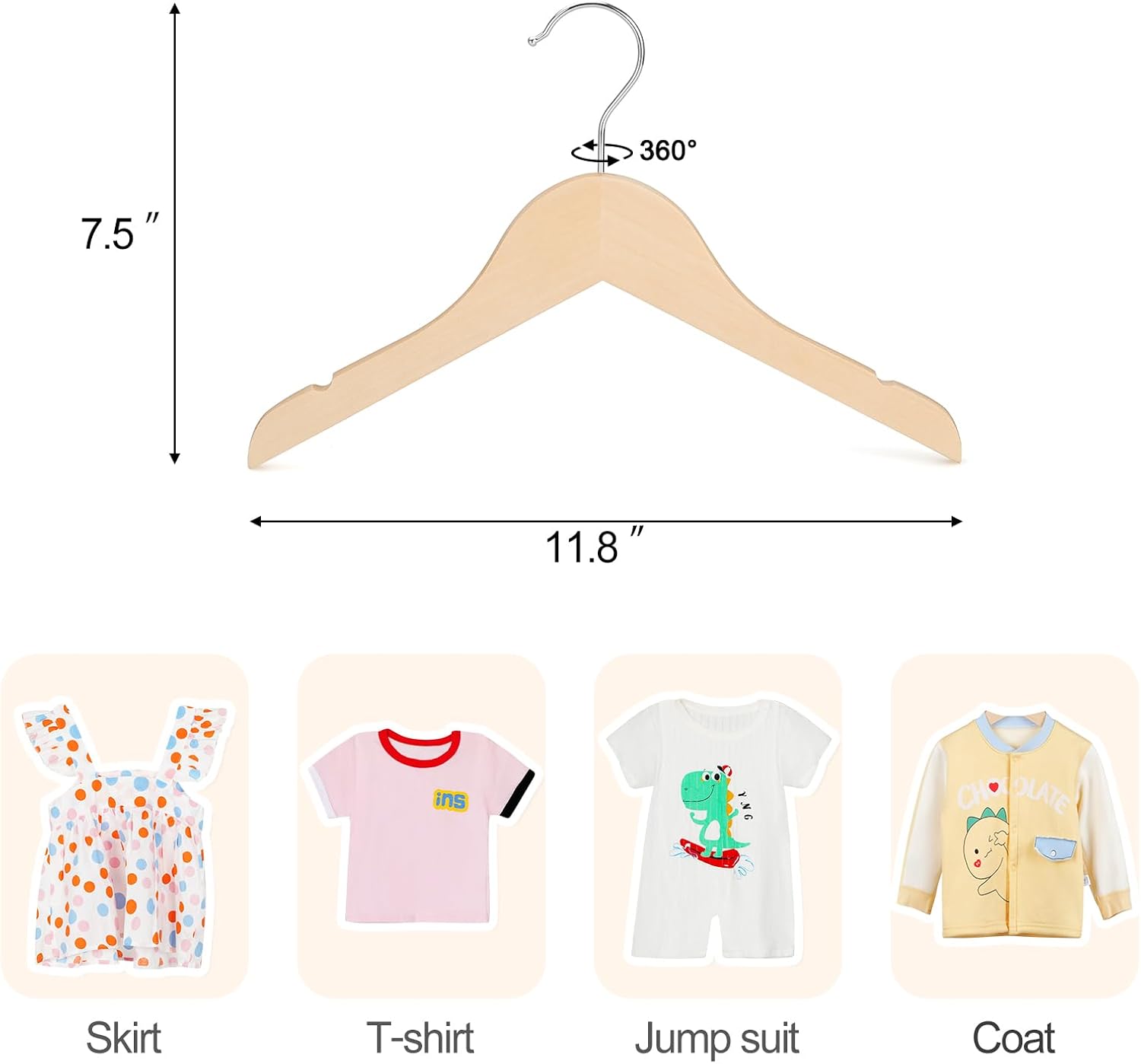 Natural Wood Kids Hangers with - Baby Product avaliação e preço