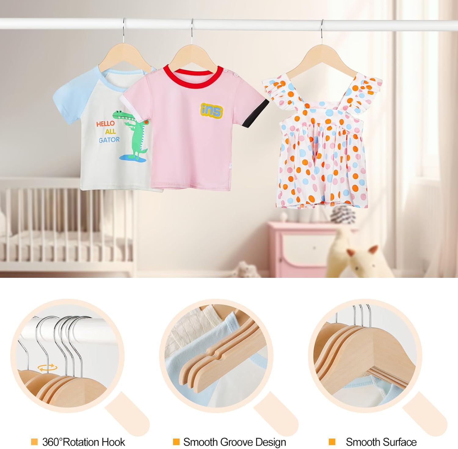 Natural Wood Kids Hangers with - Baby Product avaliação e preço